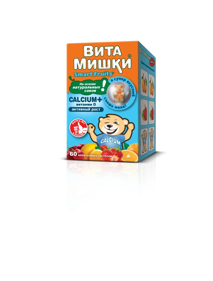 ВитаМишки Calcium + витамин D, 2500 мг, пастилки жевательные, ассорти, 60 шт.