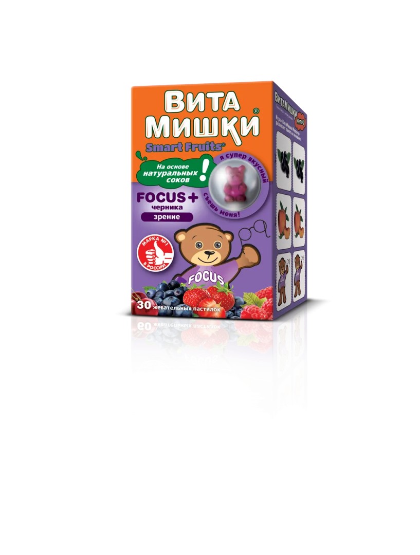 ВитаМишки Focus + черника, 2500 мг, пастилки жевательные, ассорти, 30 шт.