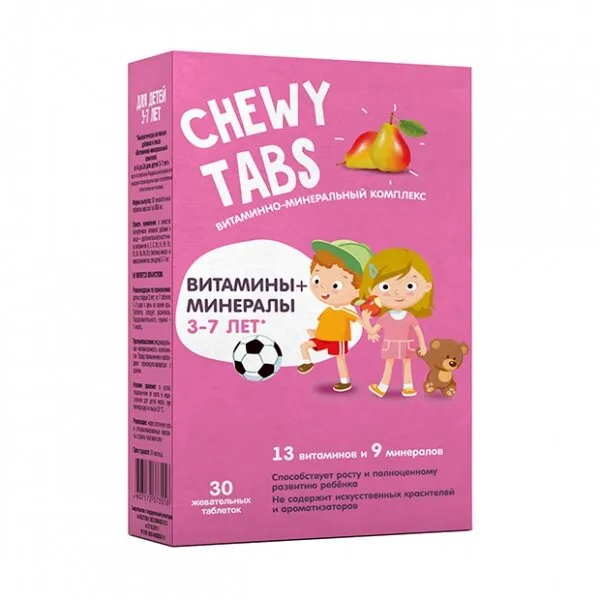 Chewy Tabs Витаминно-минеральный комплекс, таблетки жевательные, со вкусом груши, 30 шт.