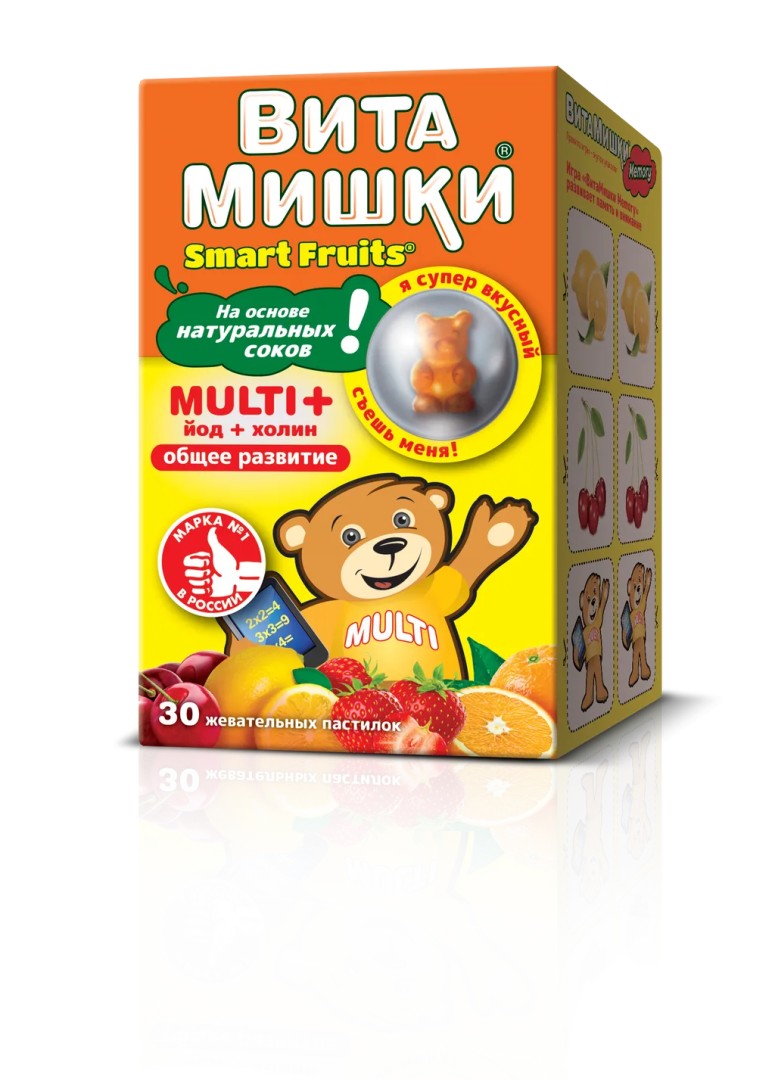 ВитаМишки Multi + йод + холин, 2400 мг, пастилки жевательные, ассорти, 30 шт.