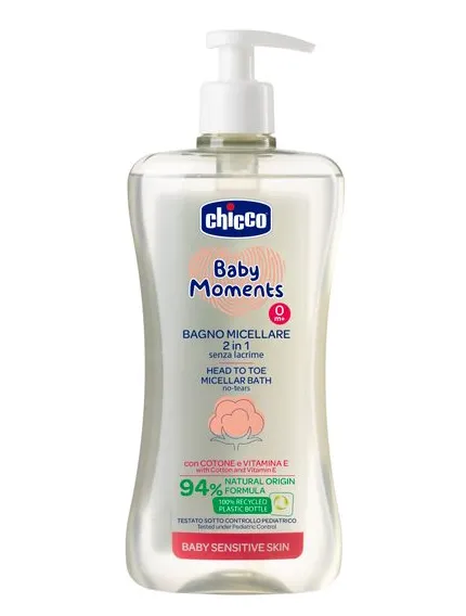 Chicco Baby moments Пена мицеллярная для ванн 2в1, для детей с рождения, пена для ванн, 500 мл, 1 шт.