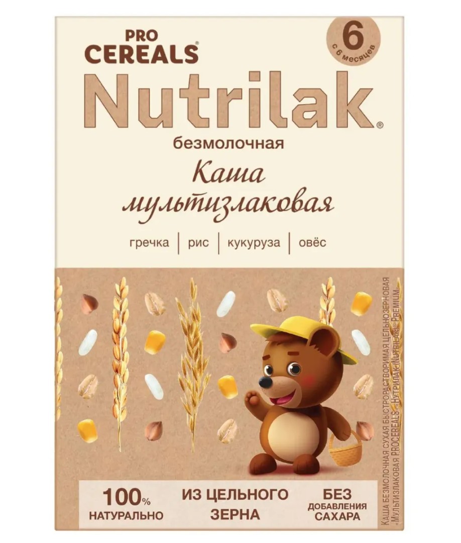 Nutrilak Premium Procereals Каша Мультизлаковая цельнозерновая, для детей с 6 месяцев, каша детская безмолочная, 200 г, 1 шт.