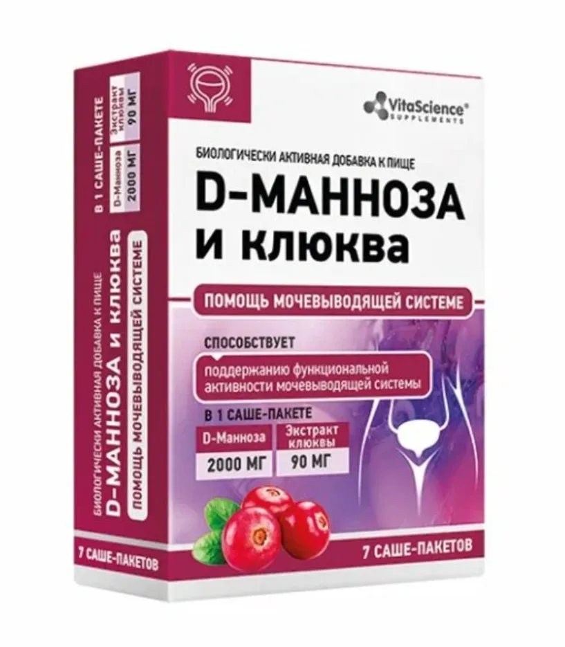 Vitascience Д-Манноза и клюква, порошок, 3,5 г, 7 шт.