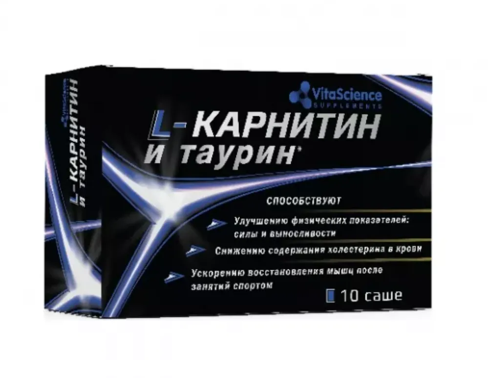 Vitascience L-карнитин и Таурин комплекс, порошок, 10 шт.