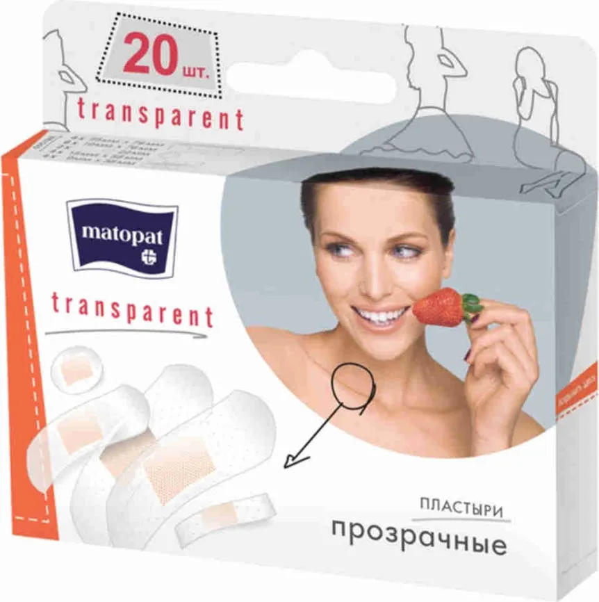 Matopat Transparent Пластырь набор, пластырь в комплекте, прозрачные, 20 шт.