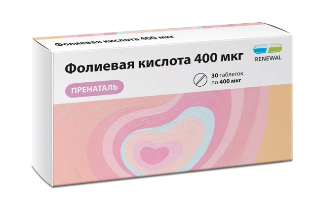 Фолиевая кислота Пренаталь, 400 мкг, таблетки, 30 шт.