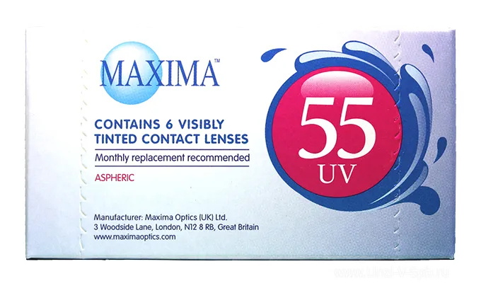 Maxima 55 UV Контактные линзы плановой замены, BC=8,6 d=14,2, D(-3.75), стерильно, 6 шт.