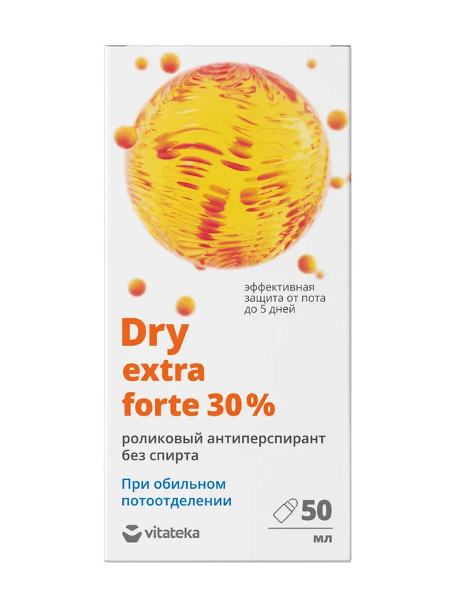 Витатека Dry Extra Forte роликовый антиперспирант без спирта 30%, без спирта, 50 мл, 1 шт.