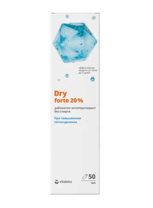 Витатека Dry Forte дабоматик антиперспирант без спирта 20%, без спирта, 50 мл, 1 шт.