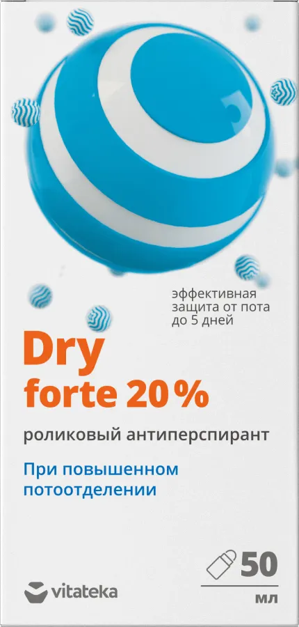 Витатека Dry Forte роликовый антиперспирант 20%, 50 мл, 1 шт.