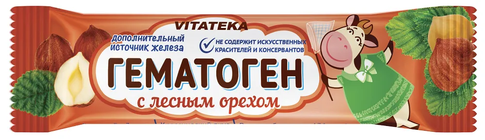 Витатека Гематоген с лесным орехом, 40 г, 1 шт.