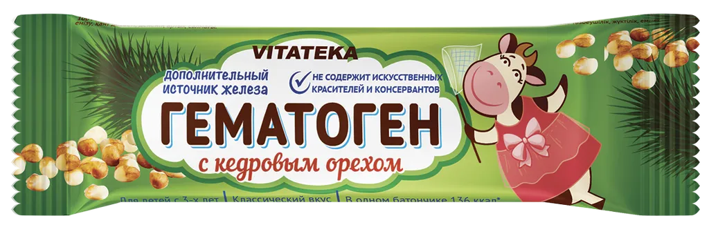 Витатека Гематоген с кедровым орехом, 40 г, 1 шт.