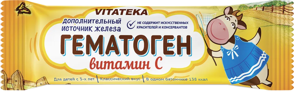 Витатека Гематоген с витамином С, 40 г, 1 шт.