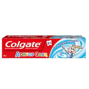 Colgate Доктор Заяц детская зубная паста, паста гелевая зубная, со вкусом жвачки, 50 мл, 1 шт.