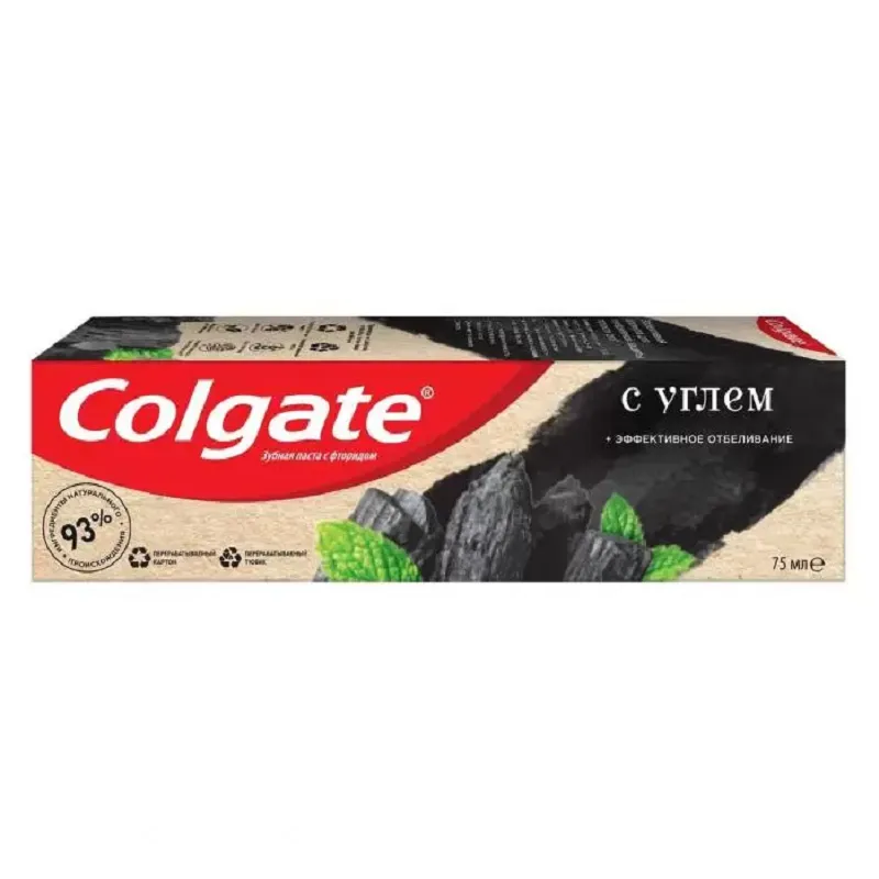 Colgate Паста Зубная эффективное отбеливание с углем, паста, 75 мл, 1 шт.