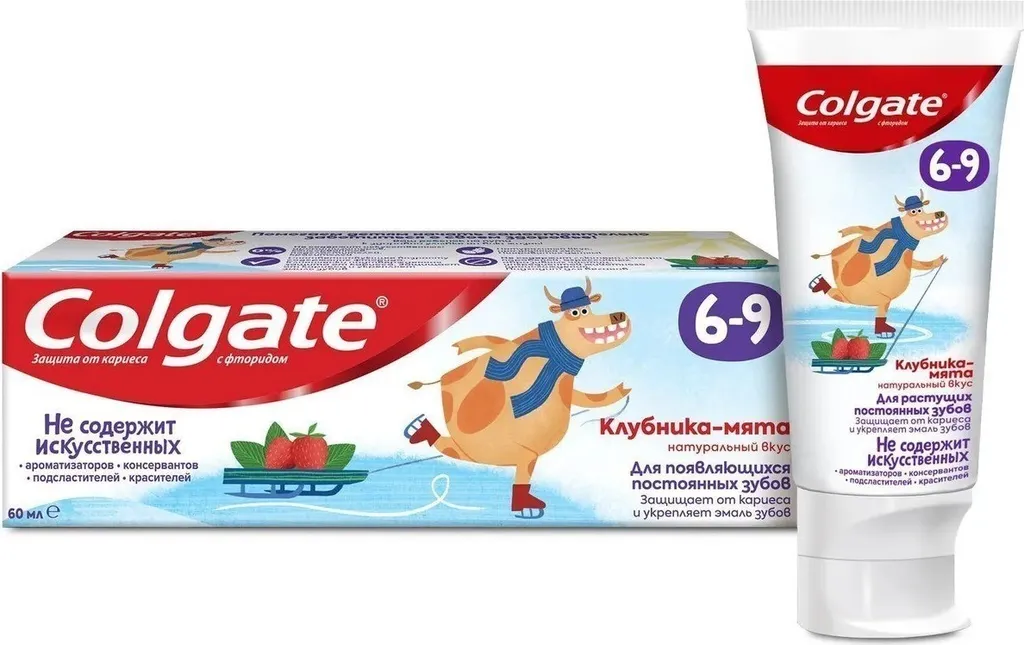 Colgate Паста зубная детская от 6 до 9 лет с фторидом, клубника мята, 60 мл, 1 шт.