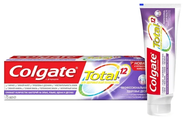 Colgate Паста зубная Total 12 Профессиональная Здоровье десен, паста зубная, 75 мл, 1 шт.