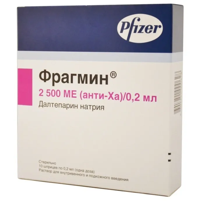 Фрагмин, 2500 анти-Ха МЕ/0.2 мл, раствор для внутривенного и подкожного введения, 0.2 мл, 10 шт.