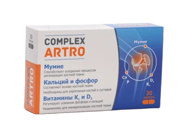 Complex Artro, капсулы, кальций фосфор витамины К1 Д3, 30 шт.