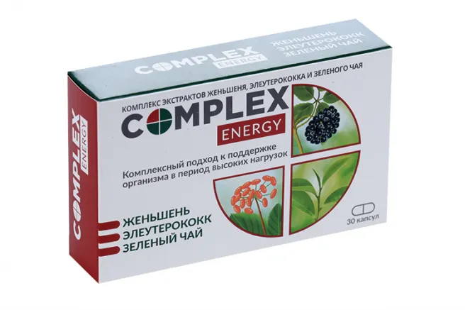 Complex Energy Женьшень Элеутерококк Зеленый чай, капсулы, 30 шт.