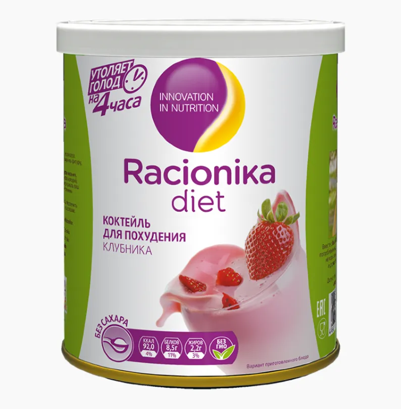 Racionika Diet коктейль, со вкусом клубники, 350 г, 1 шт.