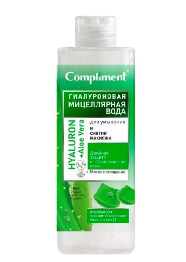 Compliment Гиалуроновая мицеллярная вода, мицеллярная вода, hyaluron+aloe vera, 500 мл, 1 шт.