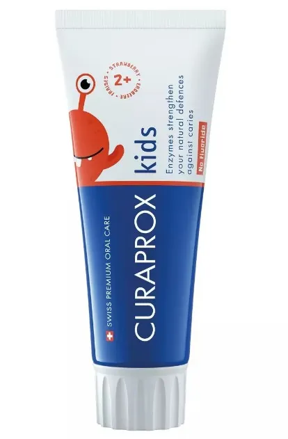 Curaprox Kids Zero Зубная паста без фтора, для детей старше 2 лет, со вкусом клубники, 60 мл, 1 шт.