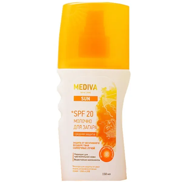 Mediva Sun Молочко для загара spf-20, молочко для тела, 150 мл, 1 шт.