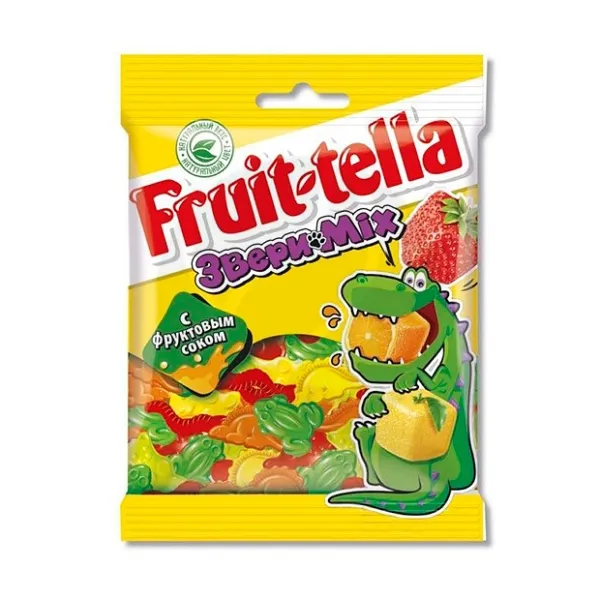 Fruittella мармелад Звери Mix, мармелад жевательный, с фруктовым соком, 70 г, 1 шт.