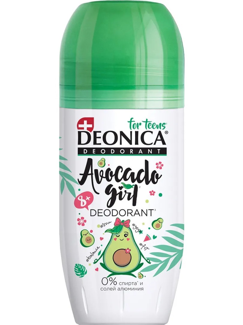 Deonica for teens дезодорант-ролик Avocado Girl, для детей с 8 лет, 50 мл, 1 шт.