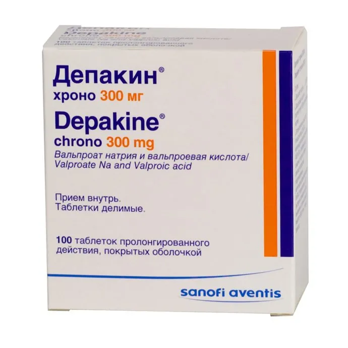 Депакин хроно, 300 мг, таблетки пролонгированного действия, покрытые оболочкой, 100 шт.