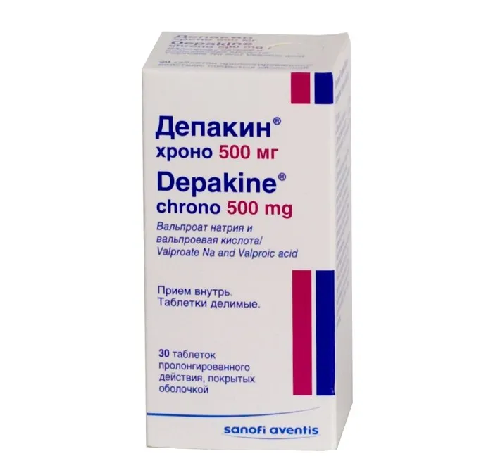 Депакин хроно, 500 мг, таблетки пролонгированного действия, покрытые оболочкой, 30 шт.
