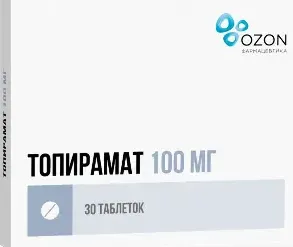 Топирамат, 100 мг, таблетки, покрытые пленочной оболочкой, 30 шт., Озон