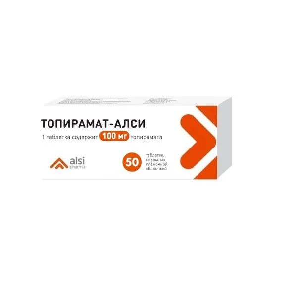 Топирамат-Алси, 100 мг, таблетки, покрытые пленочной оболочкой, 50 шт., АЛСИ