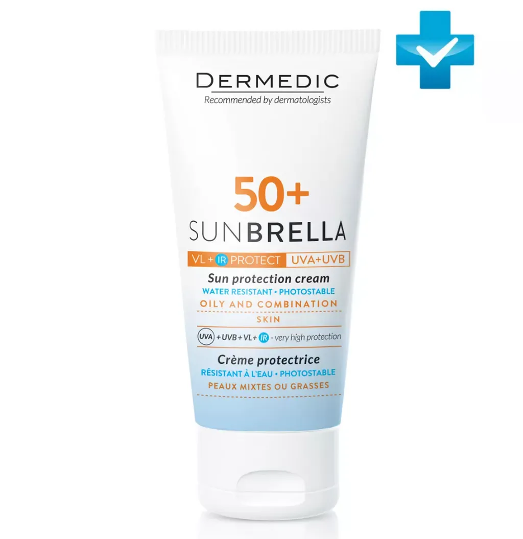 Dermedic Sunbrella Крем солнцезащитный, SPF50, крем, для жирной и комбинированной кожи, 50 мл, 1 шт.