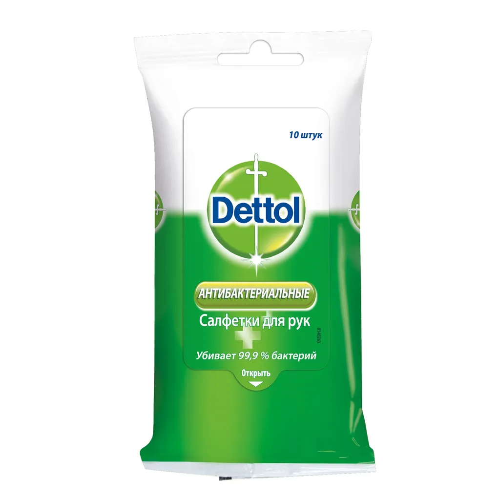 Dettol Салфетки влажные антибактериальные, салфетки, 10 шт.