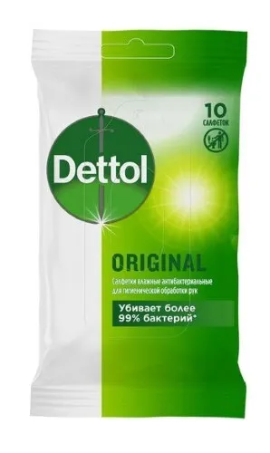 Dettol Салфетки влажные антибактериальные AWW, салфетки, без спирта, 10 шт.