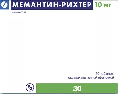 Мемантин-Рихтер, 10 мг, таблетки, покрытые пленочной оболочкой, 30 шт.