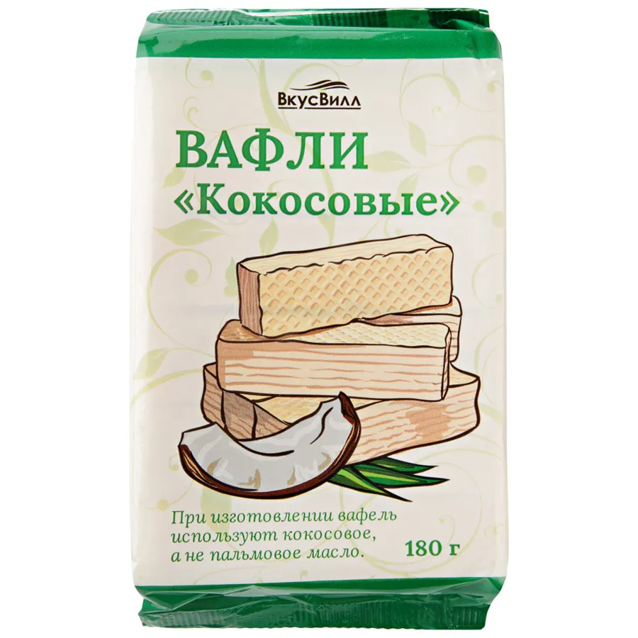 ВкусВилл Вафли кокосовые, вафли, 180 г, 1 шт.