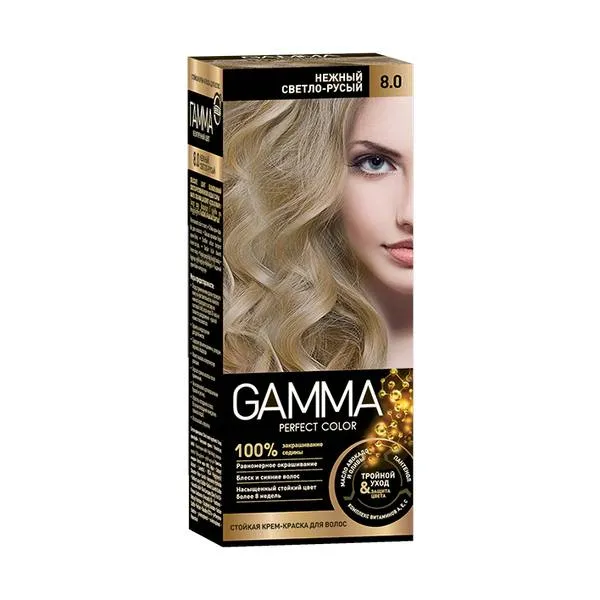 Gamma Perfect Color Крем-краска для волос, краска для волос, тон 8.0 Нежный светло-русый, 1 шт.