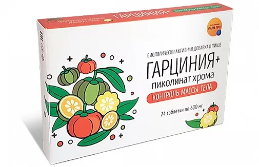 Гарциния плюс Пиколинат хрома, 600 мг, таблетки, контроль массы тела, 24 шт.