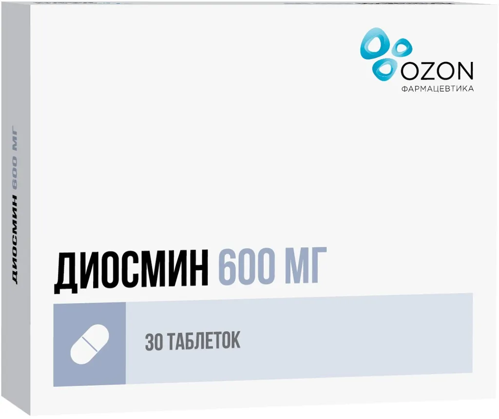 Диосмин, 600 мг, таблетки, покрытые пленочной оболочкой, 30 шт., Озон