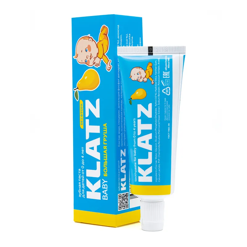 Klatz Baby Зубная паста для детей, без фтора, паста зубная, большая груша, 40 мл, 1 шт.