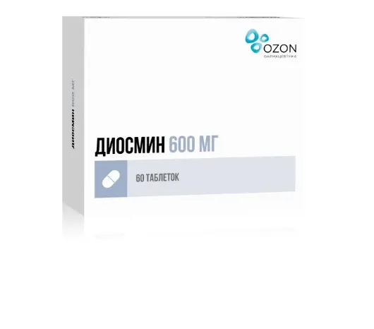 Диосмин, 600 мг, таблетки, покрытые пленочной оболочкой, 60 шт., Озон