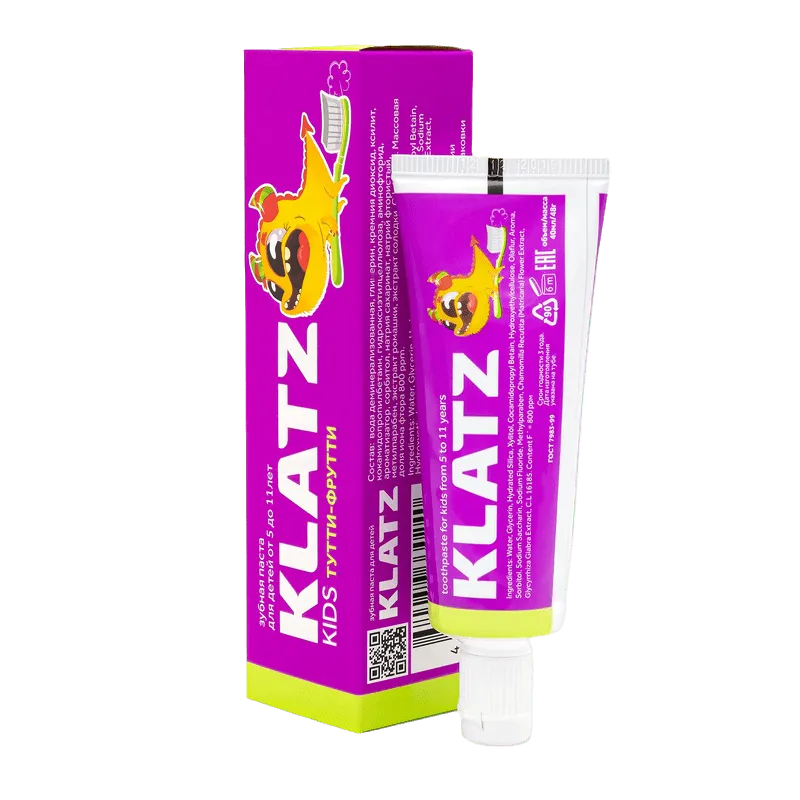 Klatz Kids Зубная паста для детей, паста зубная, тутти-фрутти, 40 мл, 1 шт.