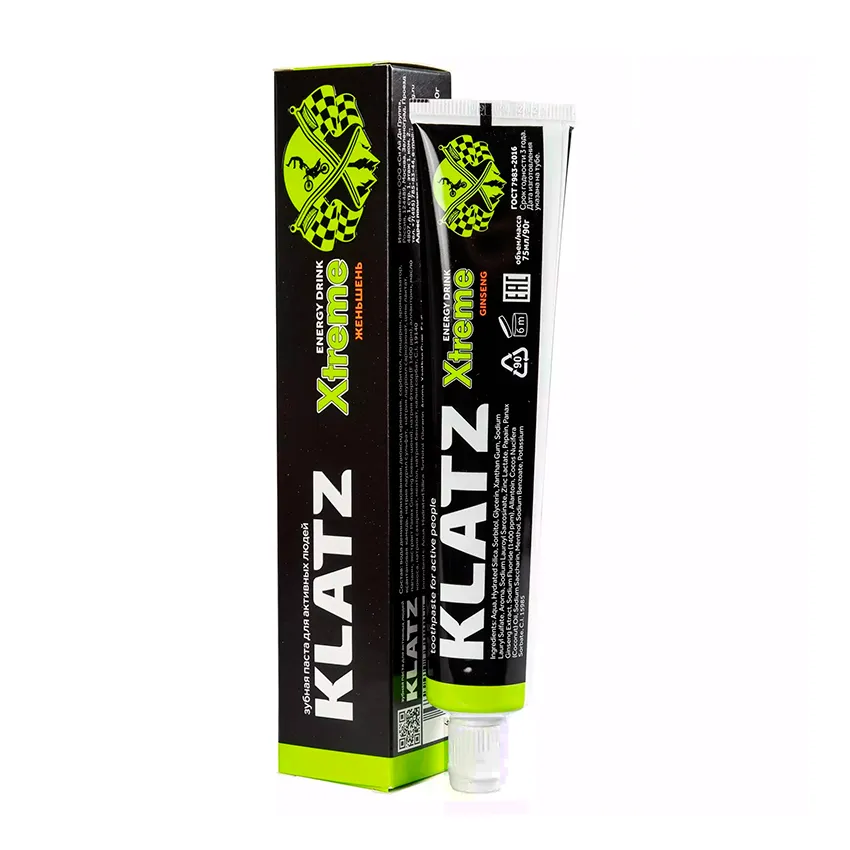 Klatz X-treme Energy drink Зубная паста для активных людей, паста зубная, женьшень, 75 мл, 1 шт.