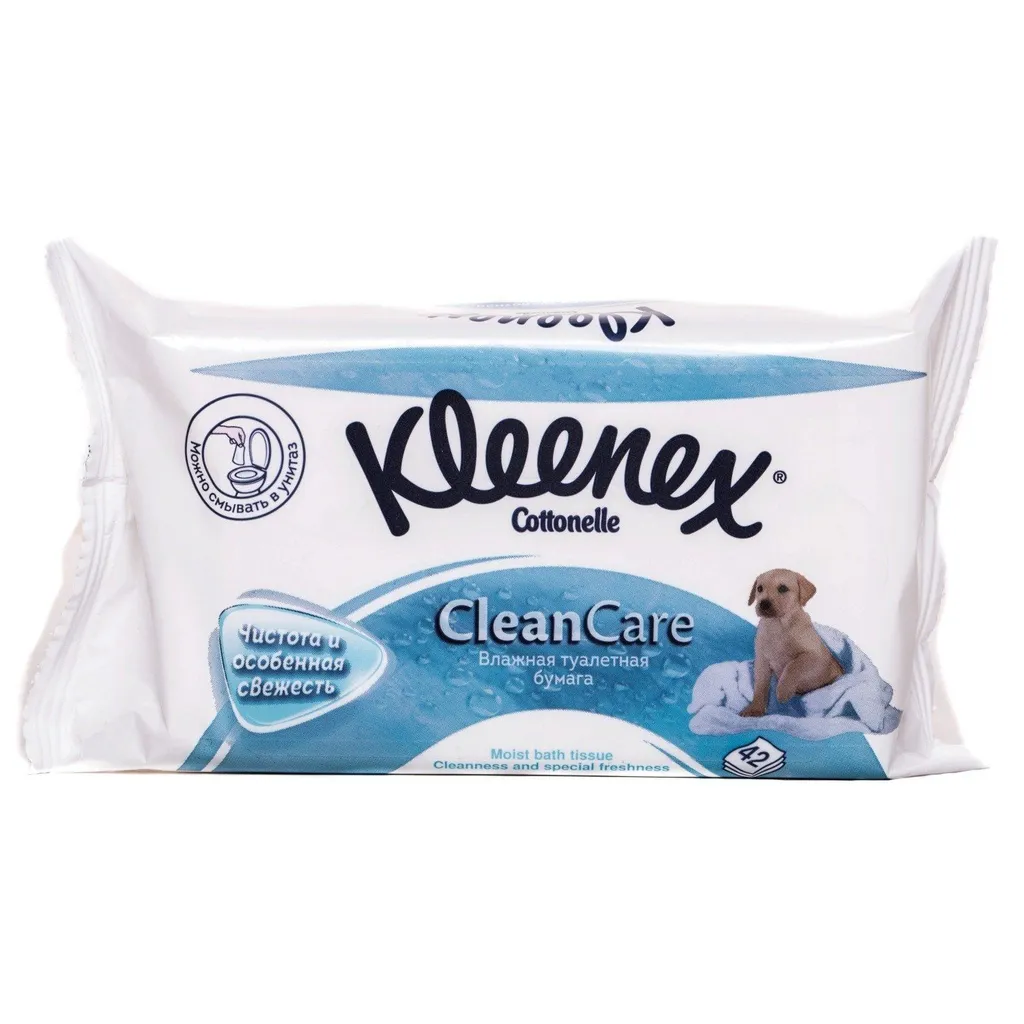 Kleenex Бумага туалетная влажная Clean Care, 42 шт.