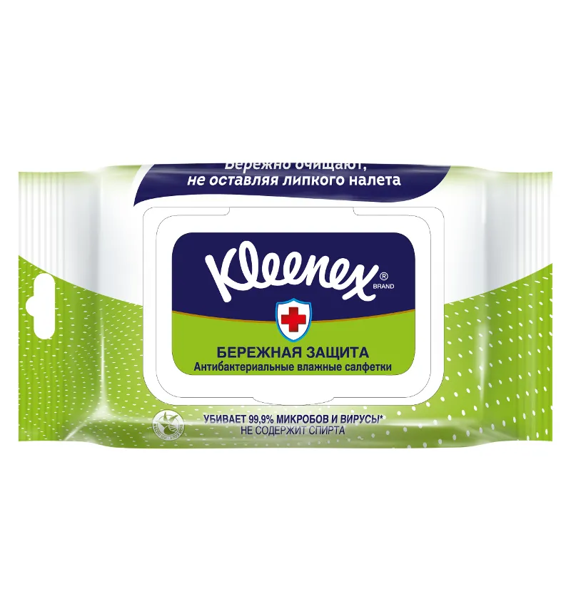 Kleenex Салфетки влажные антибактериальные, салфетки влажные, 40 шт.