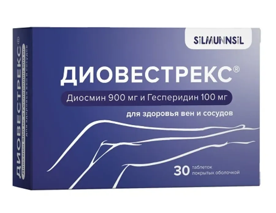 Диовестрекс (Диосмин+Гесперидин) Silmunnsil, 900мг+100мг, таблетки, 30 шт.