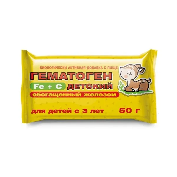 Гематоген Fe+С детский обогащенный железом, плитка, 50 г, 1 шт.